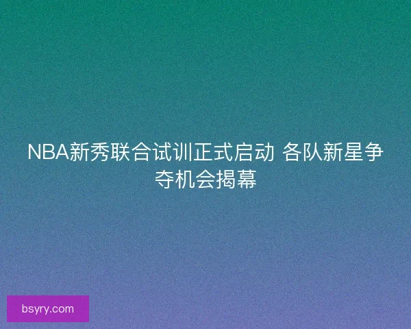 NBA新秀联合试训正式启动 各队新星争夺机会揭幕